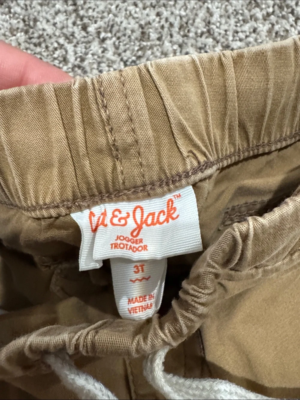 Cat & Jack Brown Elastic Cuff Kids Jogger Pants with Drawstring